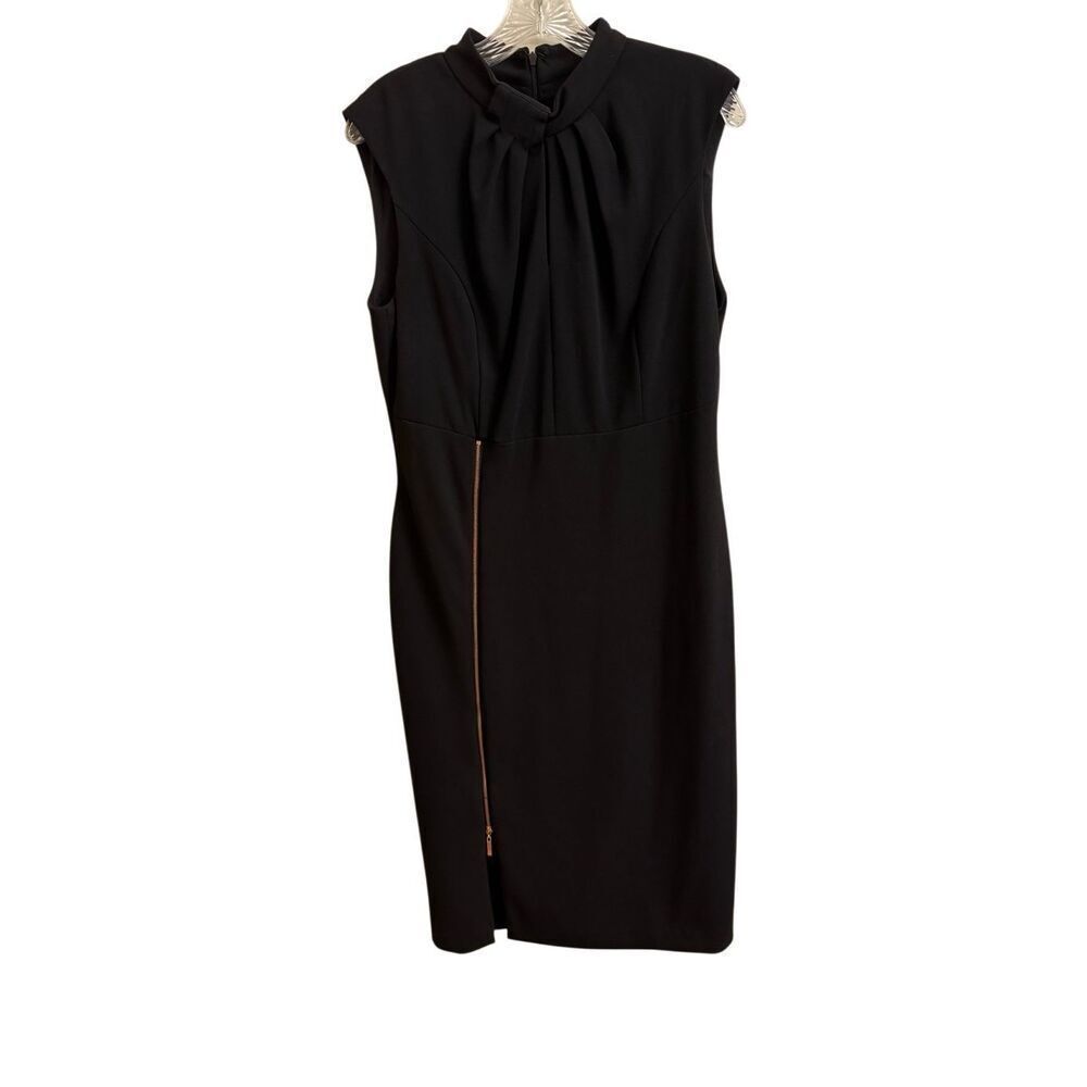 Ivanka Trump Mock Neck Black Sleeveless Sheath‎ Dress Zip Front Size 10
